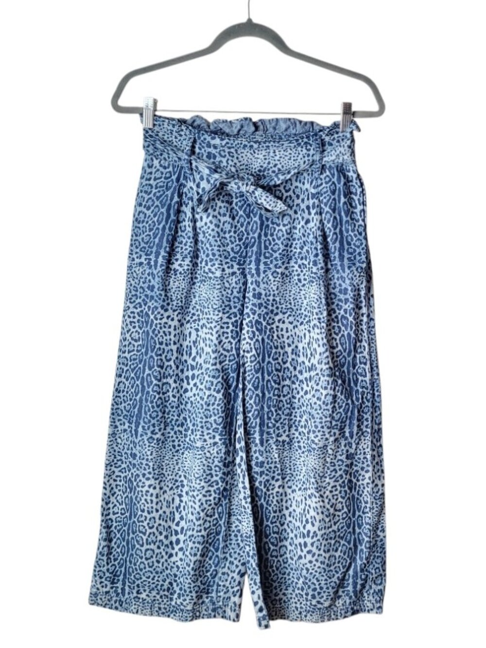 Rewash Animal Print Cotton Wide Leg Cropped Pants